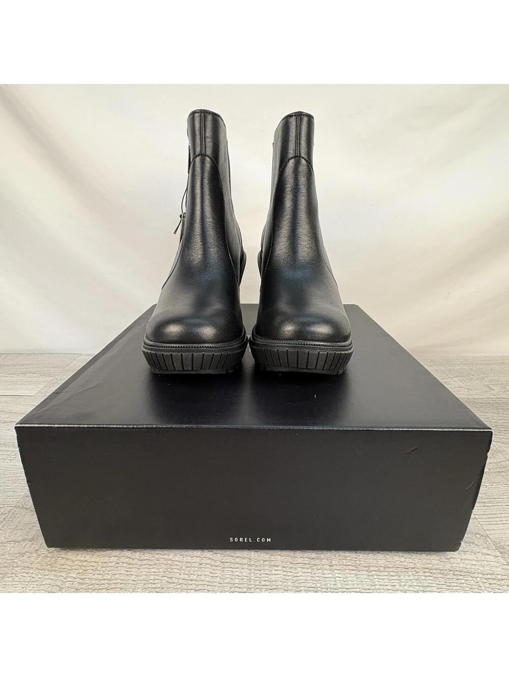 SOREL Ona Ave Black Wedge Zip Bootie - Size 8 - Picture 2 of 10